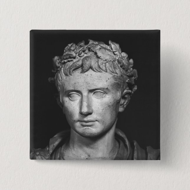 Head of Emperor Augustus 15 Cm Square Badge (Front)