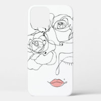 Head Of Flowers Art, Line Art Woman With Flowers,