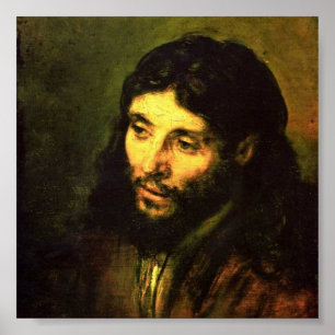 Head of Jesus By Rembrandt Poster