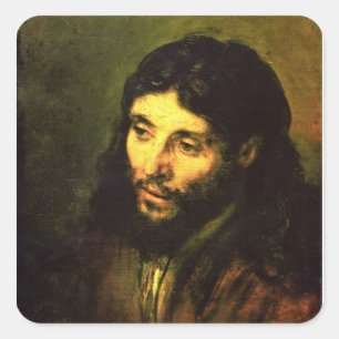 Head of Jesus By Rembrandt Square Sticker