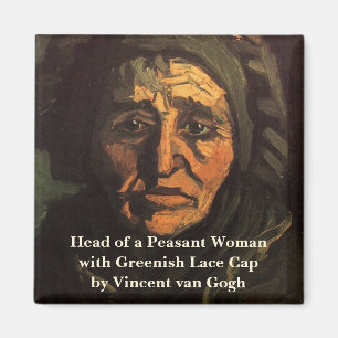 Head of Peasant Woman Lace Cap by Vincent van Gogh Magnet