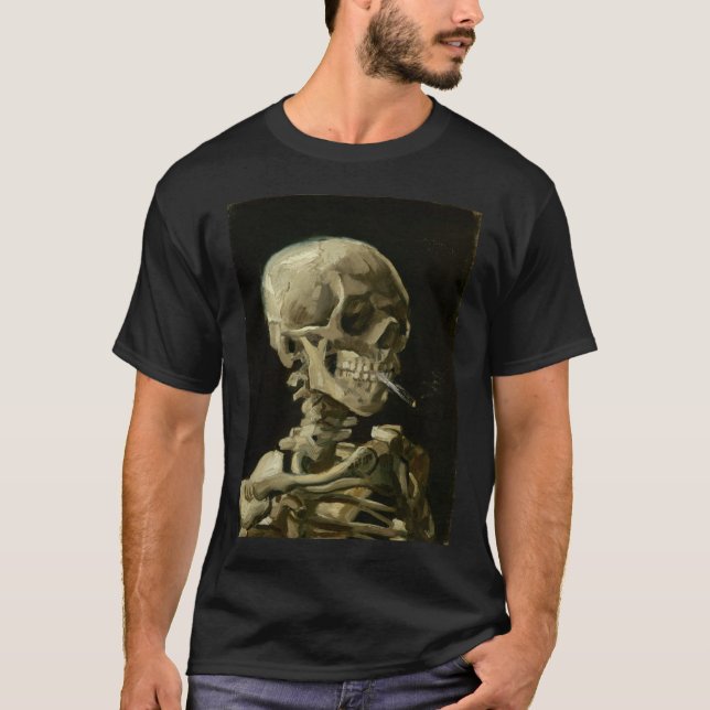 Head of Skeleton with Cigarette by Van Gogh T-Shirt (Front)