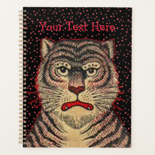 Head of Striped Asian Tiger Fierce Face Red Dots Planner