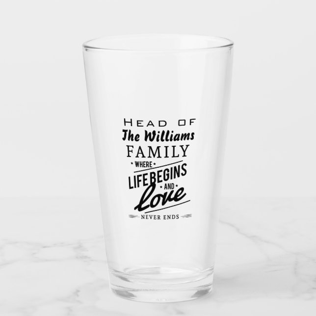 Head of The Family Love Never Ends Glass (Front)