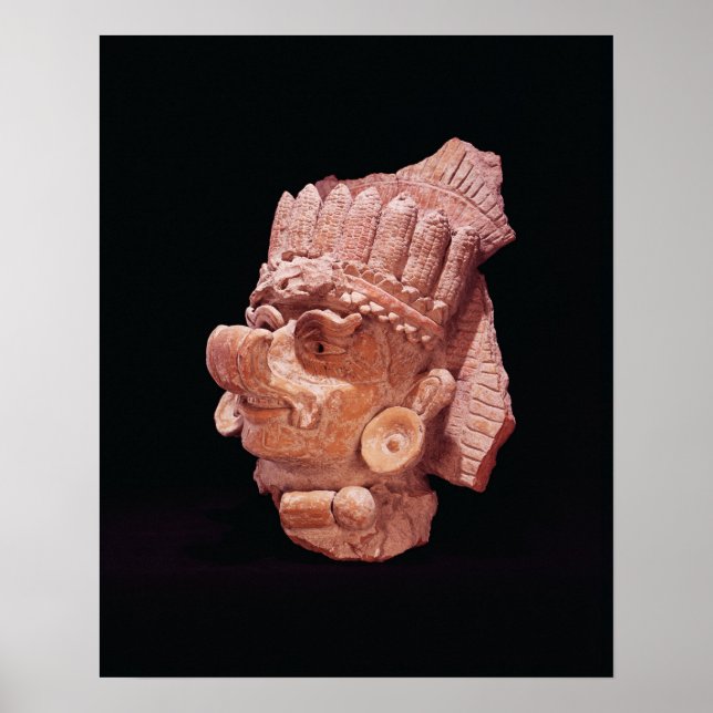 Head of the Mayan corn god, Oaxaca, c.500 AD Poster (Front)