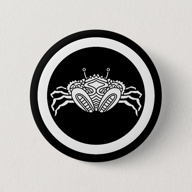 Head-on sea crab in circle 6 cm round badge (Front)