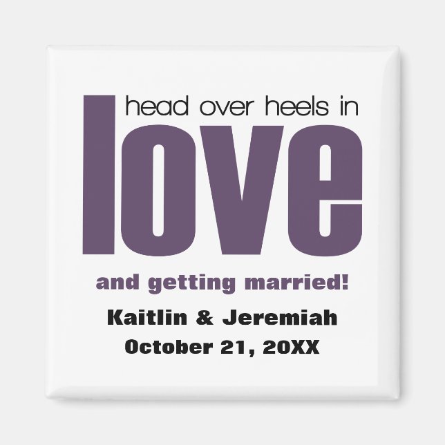 Head Over Heels Save the Date Magnet, Purple Magnet (Front)