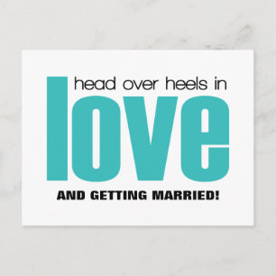 Head Over Heels Save the Date Postcard, Aqua Announcement Postcard