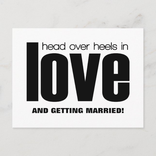 Head Over Heels Save the Date Postcard, Black Announcement Postcard (Front)