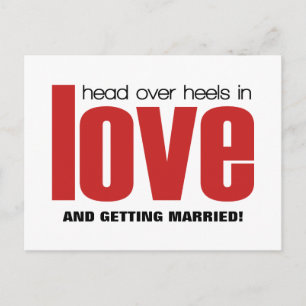 Head Over Heels Save the Date Postcard, Red Announcement Postcard