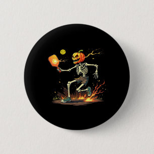 Head Skeleton Pickleball Halloween Spooky Sports  6 Cm Round Badge