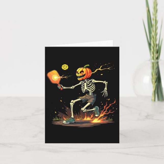 Head Skeleton Pickleball Halloween Spooky Sports  Card (Front)