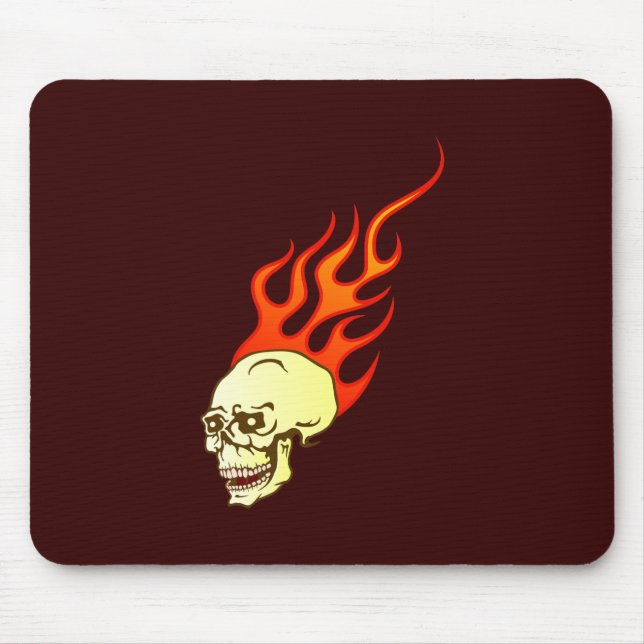 head skull flames flames mouse mat (Front)