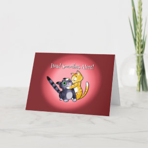 HEAD SMOOCHES VALENTINE CATS by Jeff Willis Art Holiday Card