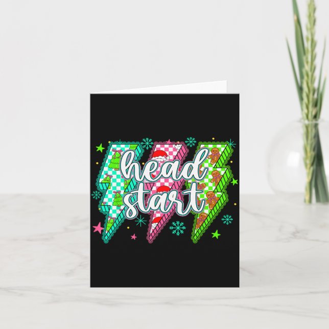 Head Start Lightning Christmas Checkered Graphic  Card (Front)