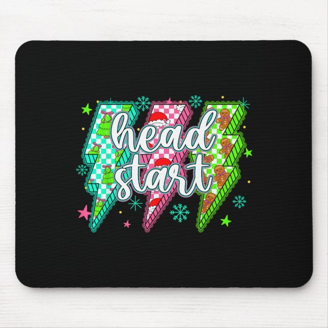 Head Start Lightning Christmas Checkered Graphic  Mouse Mat (Front)