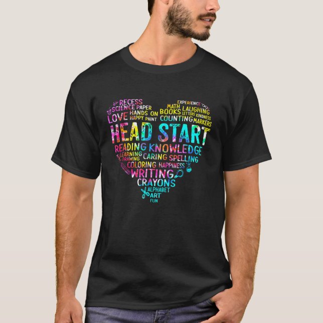 Head Start Team Tie Dye Heart Back To School 2023  T-Shirt (Front)