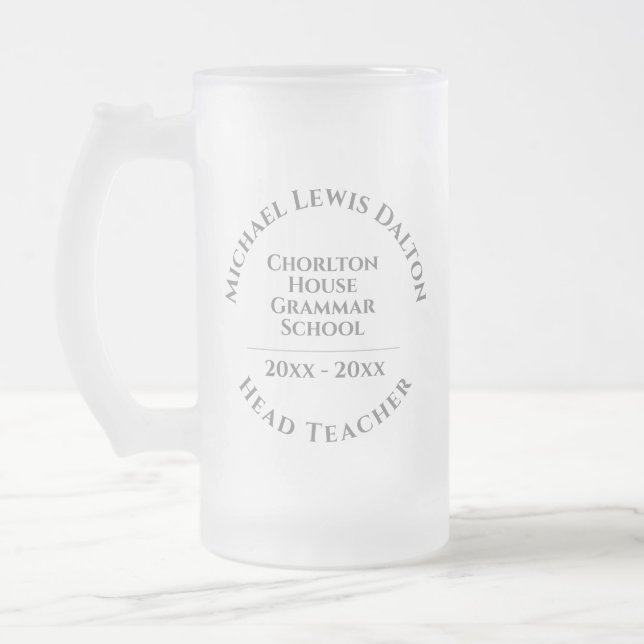 Head Teacher Award Frosted Glass Beer Mug (Left)