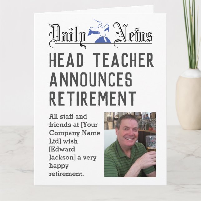 Head Teacher Retirement Card to Personalise (Front)