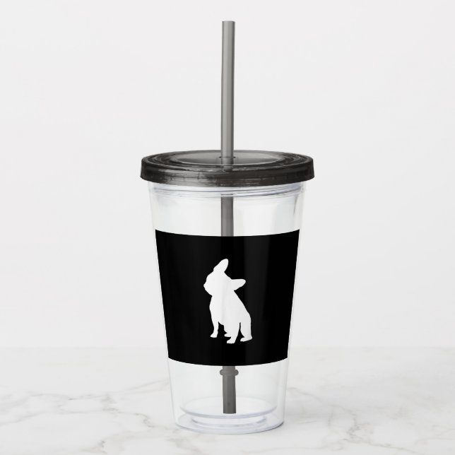 Head Tilt Apparel Frenchie Head Bulldog Lover Gift Acrylic Tumbler (Front)