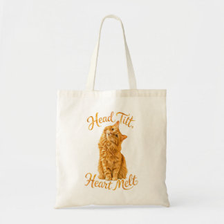 Head Tilt Heart Melt Cute Orange Cat Lover Tote Bag