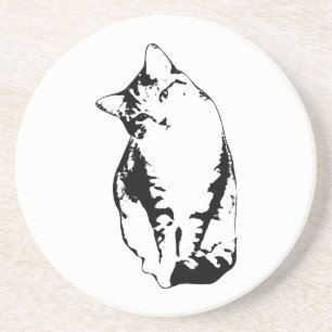 Head Tilt Tabby Cat Monochrome Coaster