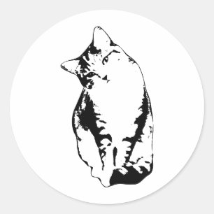Head Tilt Tabby Cat Monochrome Sticker