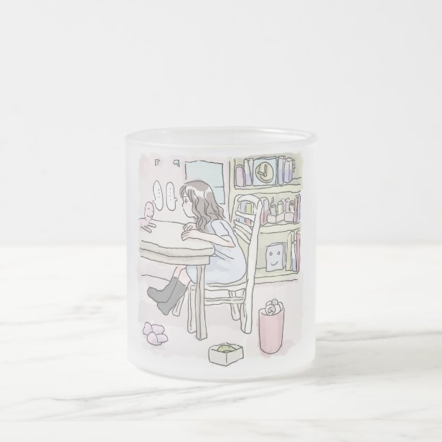 head to a table frosted glass coffee mug (Center)