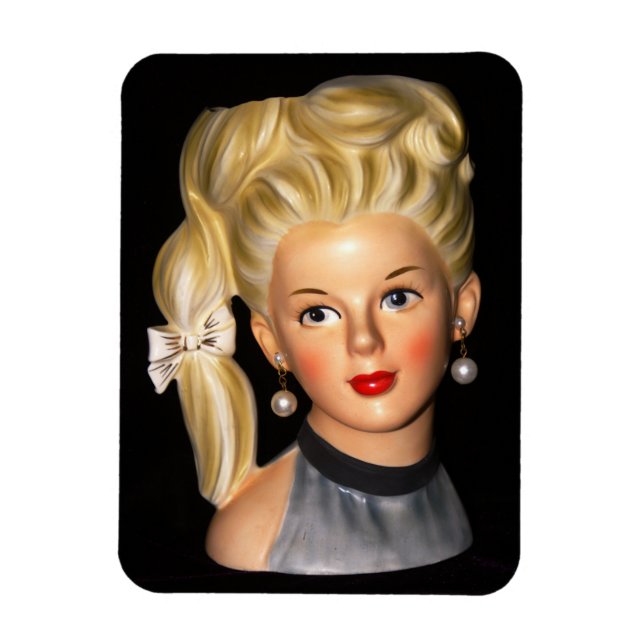 Head Vase 1960s Girl with Bouffant & Side Ponytail Magnet (Vertical)