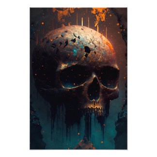 head with apocalyptic background photo print
