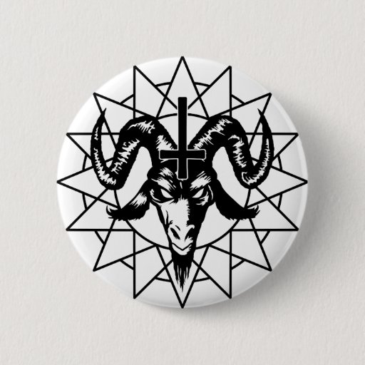 Image of Head with Chaos Star (black) 6 Cm Round Badge