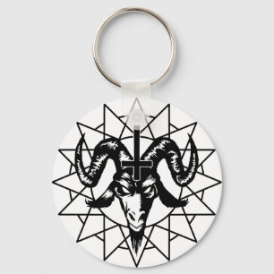 Head with Chaos Star (black) Key Ring