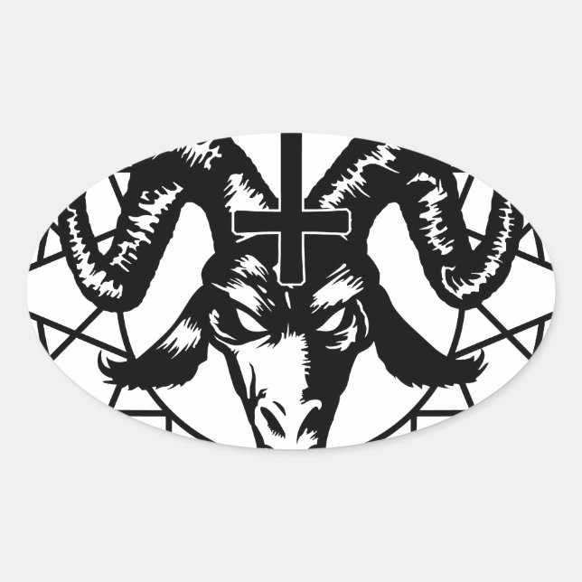 Head with Chaos Star (black) Oval Sticker (Front)