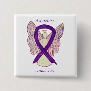 Headaches Awareness Ribbon Angel Custom Pin