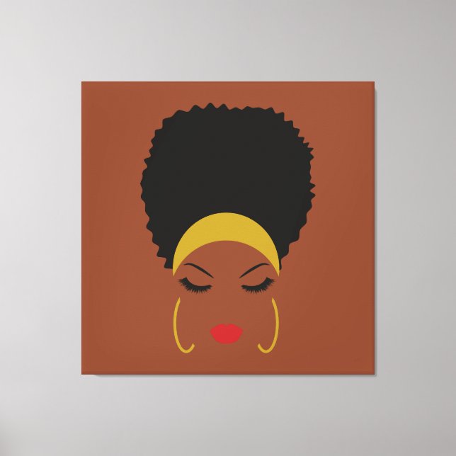 Headband & Afro Puff Stretched Canvas Print (Front)
