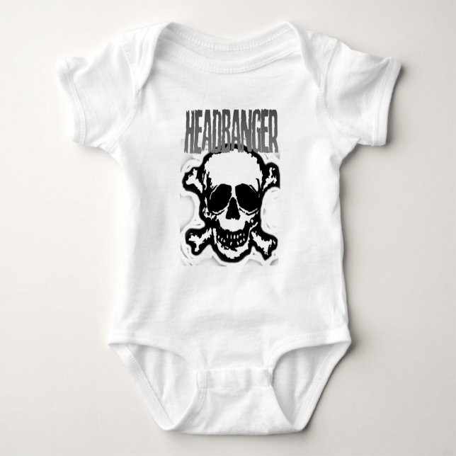 Headbanger Skull Baby Bodysuit (Front)