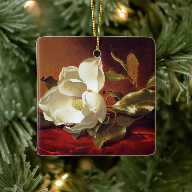 Heade - A Magnolia on Red Velvet Ceramic Ornament (Tree)