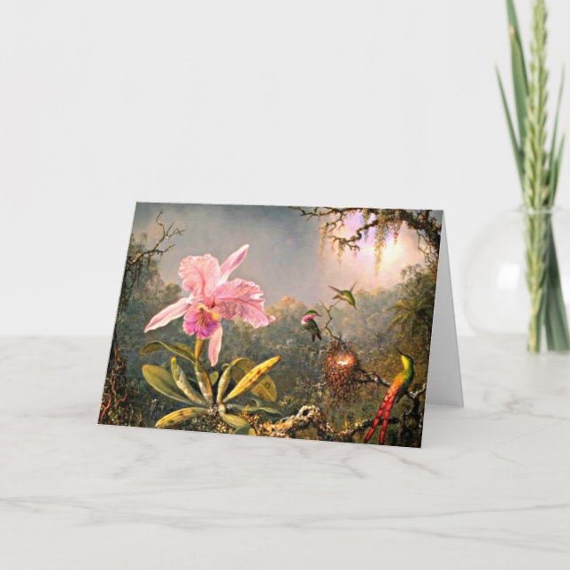 Heade - Cattleya Orchid and Three Hummingbirds  Card (Front)