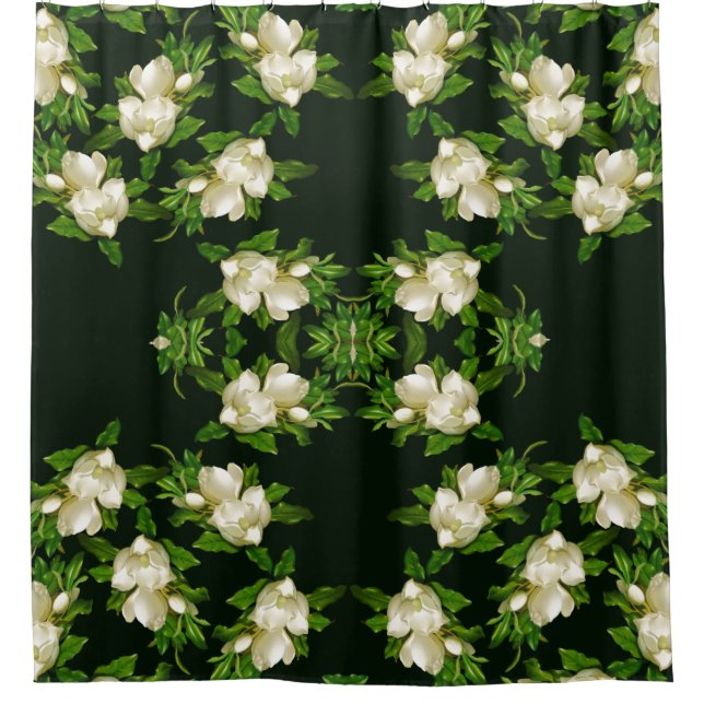 Heade Giant Magnolia Flower Blossom Shower Curtain (Front)