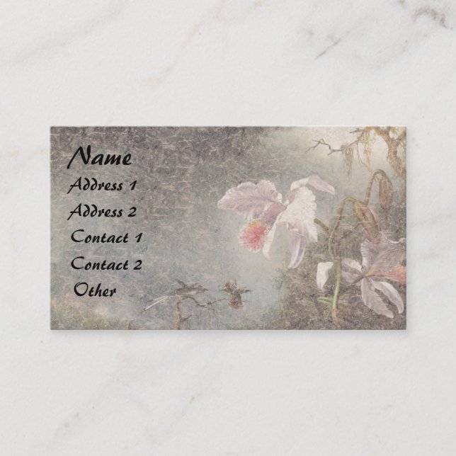 Heade Hummingbird Bird Orchid Floral Business Card (Front)
