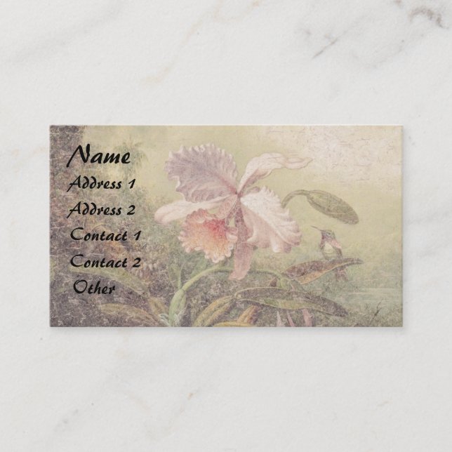 Heade Hummingbird Bird Orchid Flower Business Card (Front)