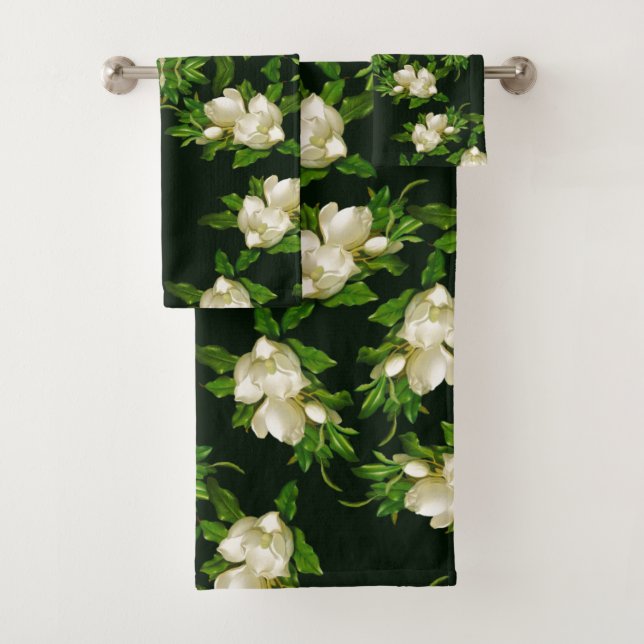 Heade Magnolia Flower Blossoms Bath Towel Set (Insitu)