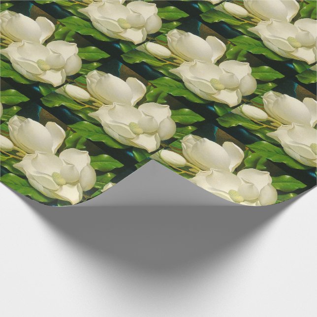 Heade Magnolia Flower Blossoms Wrapping Paper (Corner)