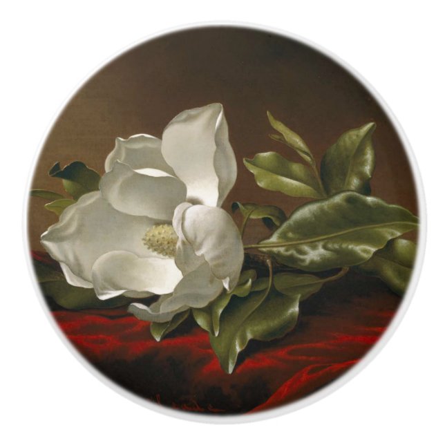 Heade Magnolia Flower Red Velvet Painting Knob (Front)