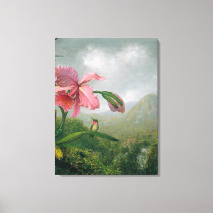 HEADE Orchid and Hummingbird near a Waterfall 1902 Canvas Print