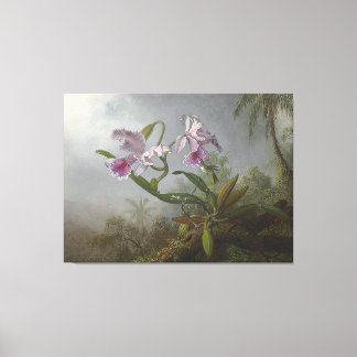 HEADE - Pink Orchids and Hummingbird on a Twig - Canvas Print