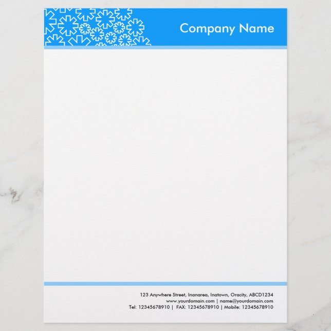 Headed and Footed - Asterisk - Blue 0099FF Letterhead Template (Front)