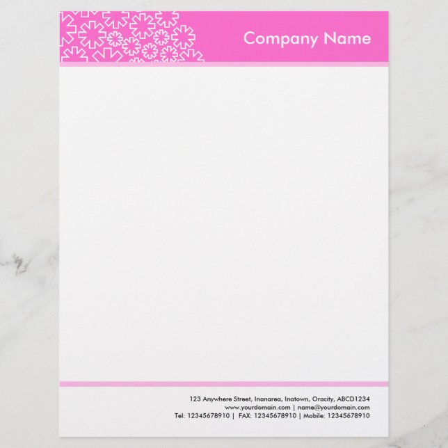 Headed and Footed - Asterisk - Pink Personalized Letterhead (Front)