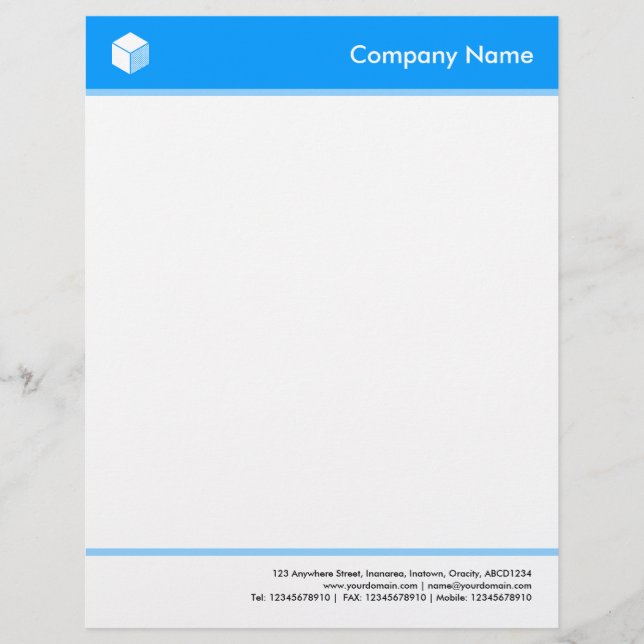 Headed and Footed - Blue 0099FF Customised Letterhead (Front)