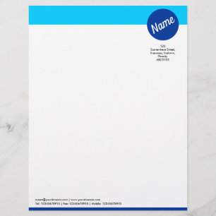 Header and Circle - Shades of Blue Custom Letterhead